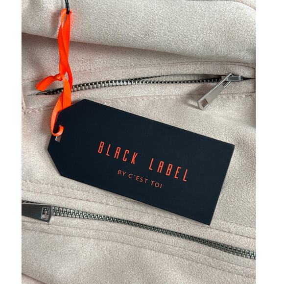 NWT Black Label by C'est Toi Faux Suede Moto Jacket Blush Pink Size S - Picture 3 of 11